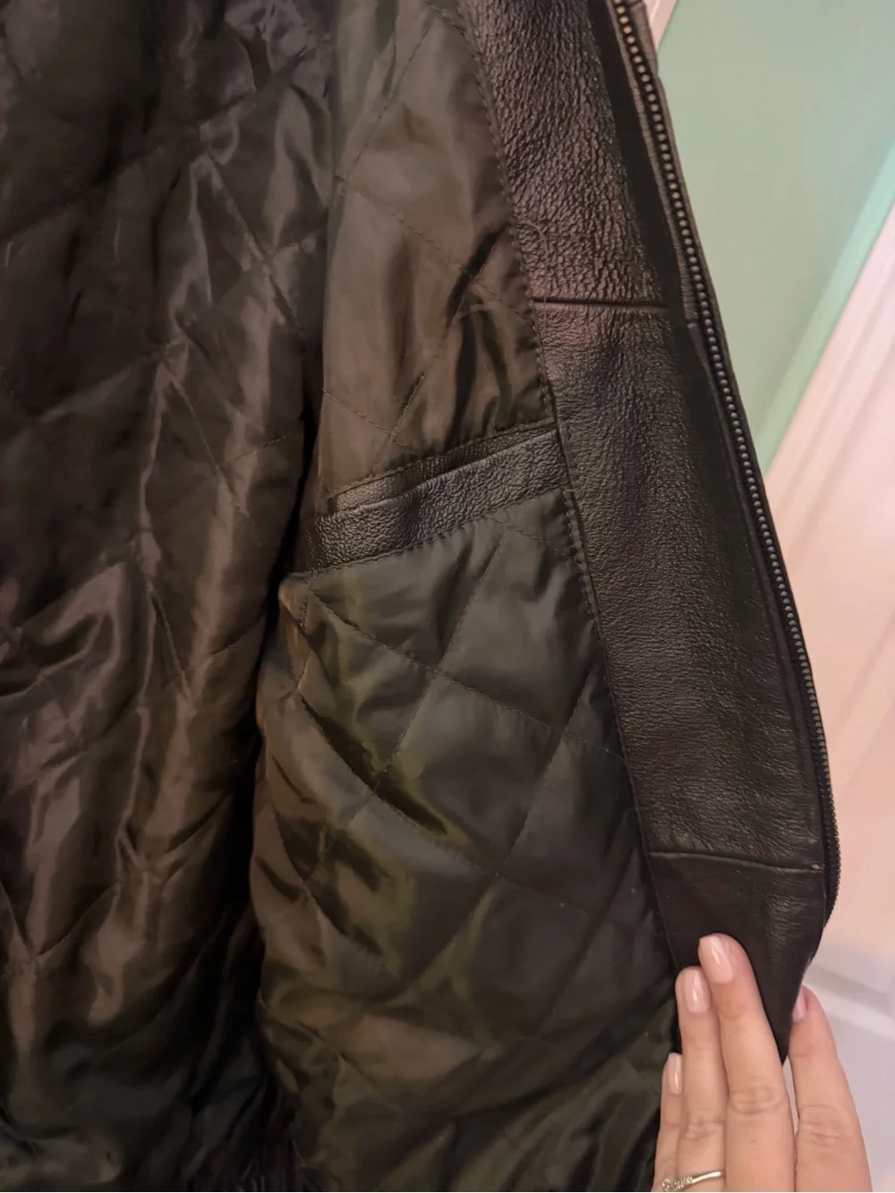 Vintage Black/Brown Men's Leather Bomber Jacket| M